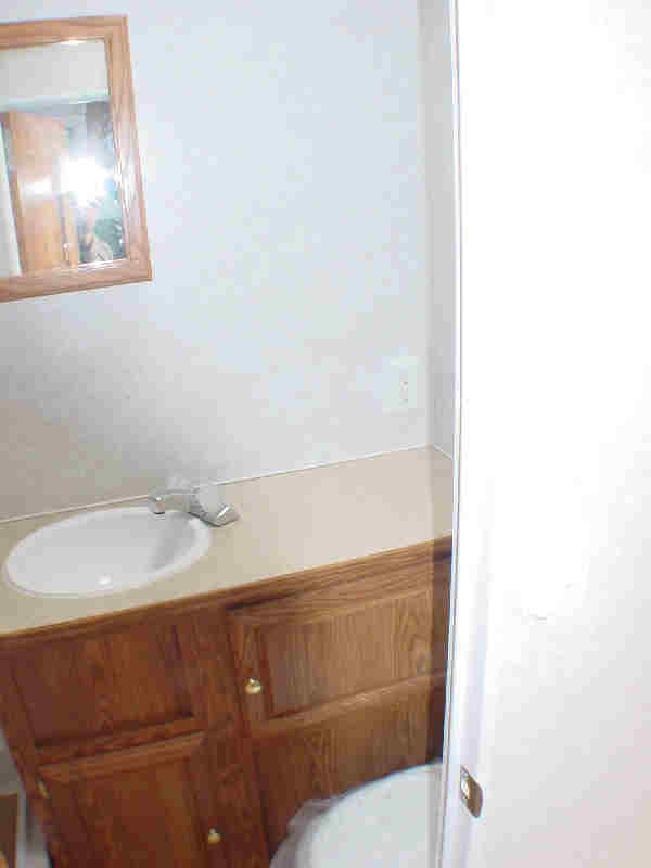 Sink and cabinets in bathroom