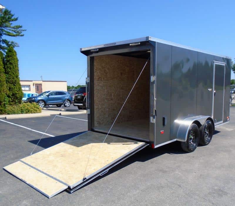 Enclosed Cargo Trailers For Sale 2023 7' x 14' Ramp Door Rear Wing & Loading Lights