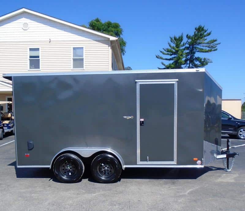 Enclosed Cargo Trailers For Sale 2023 7' x 14' Ramp Door Rear Wing & Loading Lights