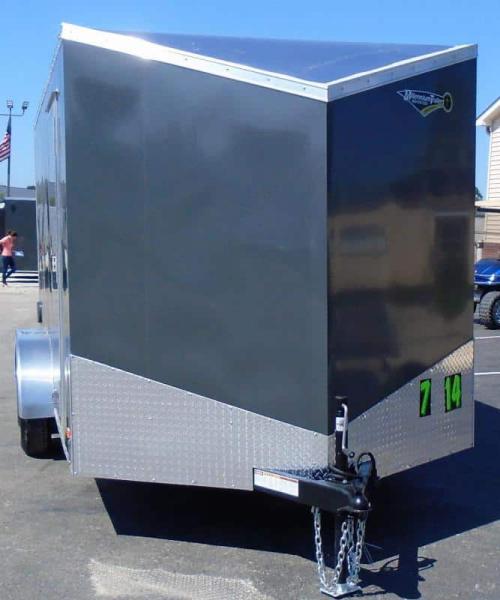 Enclosed Cargo Trailers For Sale 2023 7' x 14' Ramp Door Rear Wing & Loading Lights