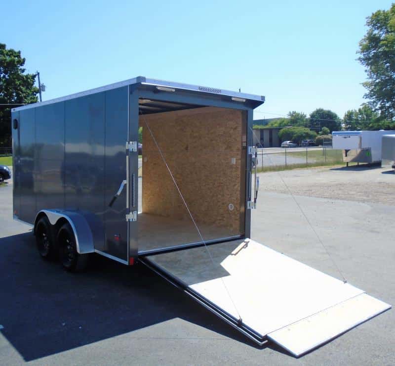 Enclosed Cargo Trailers For Sale 2023 7' x 14' Ramp Door Rear Wing & Loading Lights