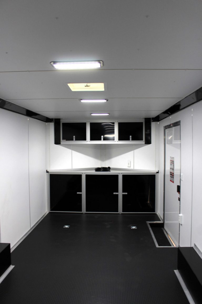 20ft. Black Haulmark Enclosed Car Hauler Front Interior View