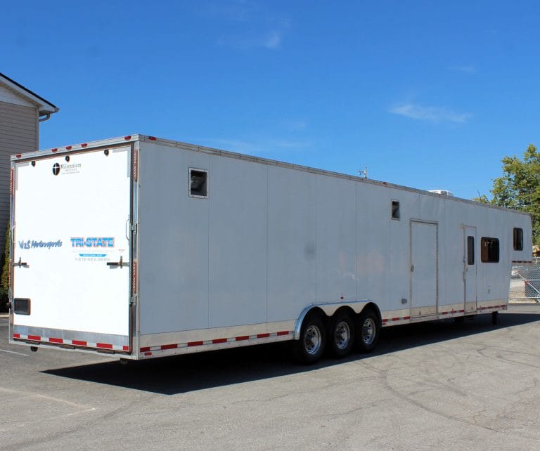 48ft. Used Car Hauler with Living Quarters Rear Curbside View