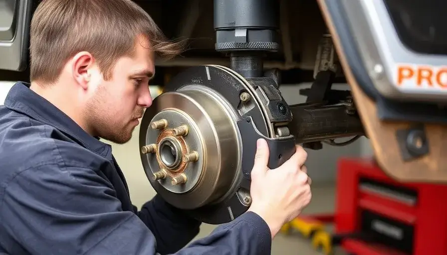 a mechanic replacing trailer brakes