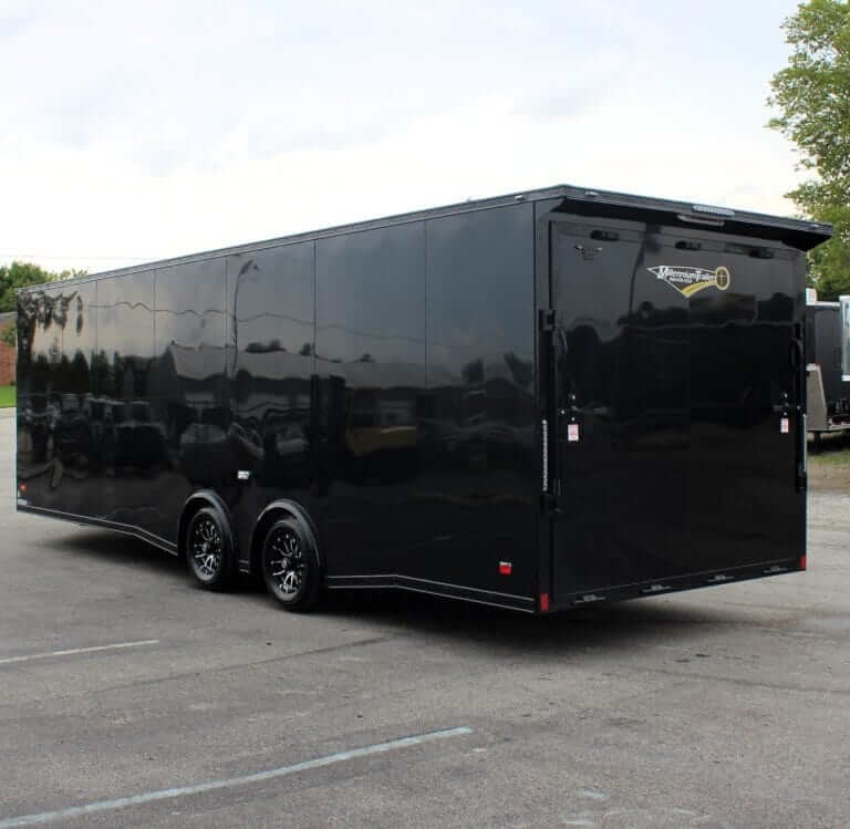 an enclosed race car trailer