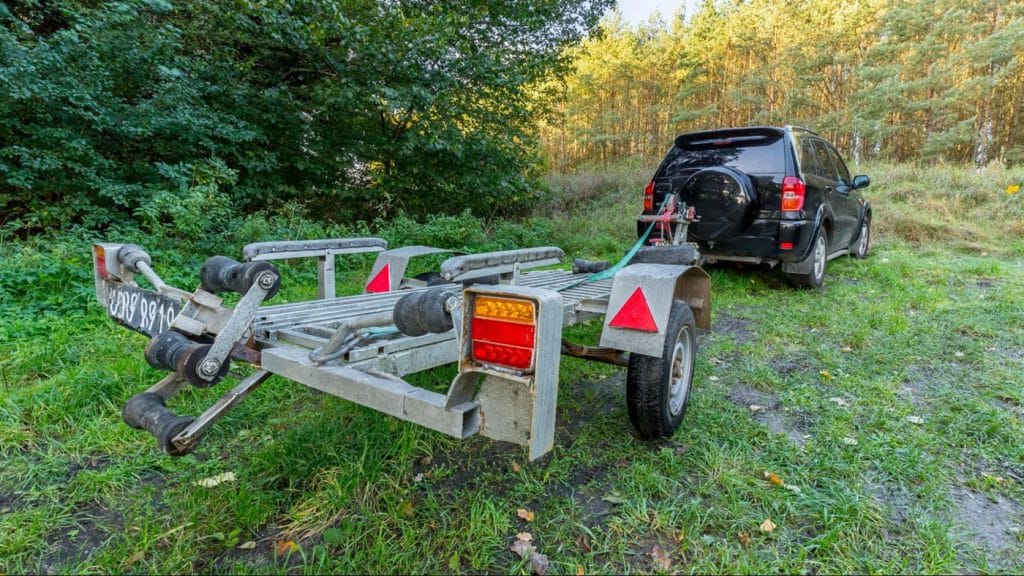 a car with a trailer