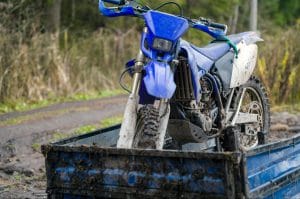 a motorcycle on a trailer