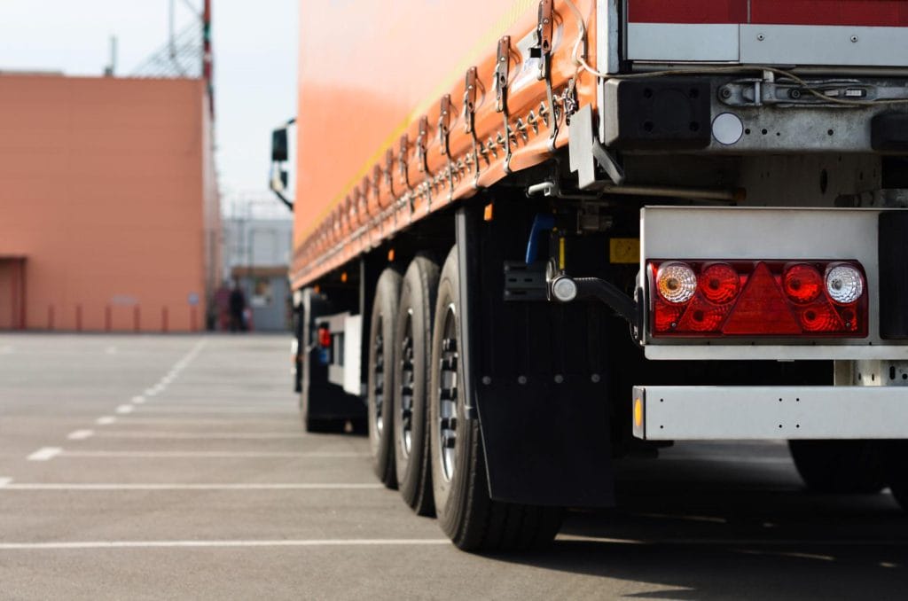 a tail of a truck trailer