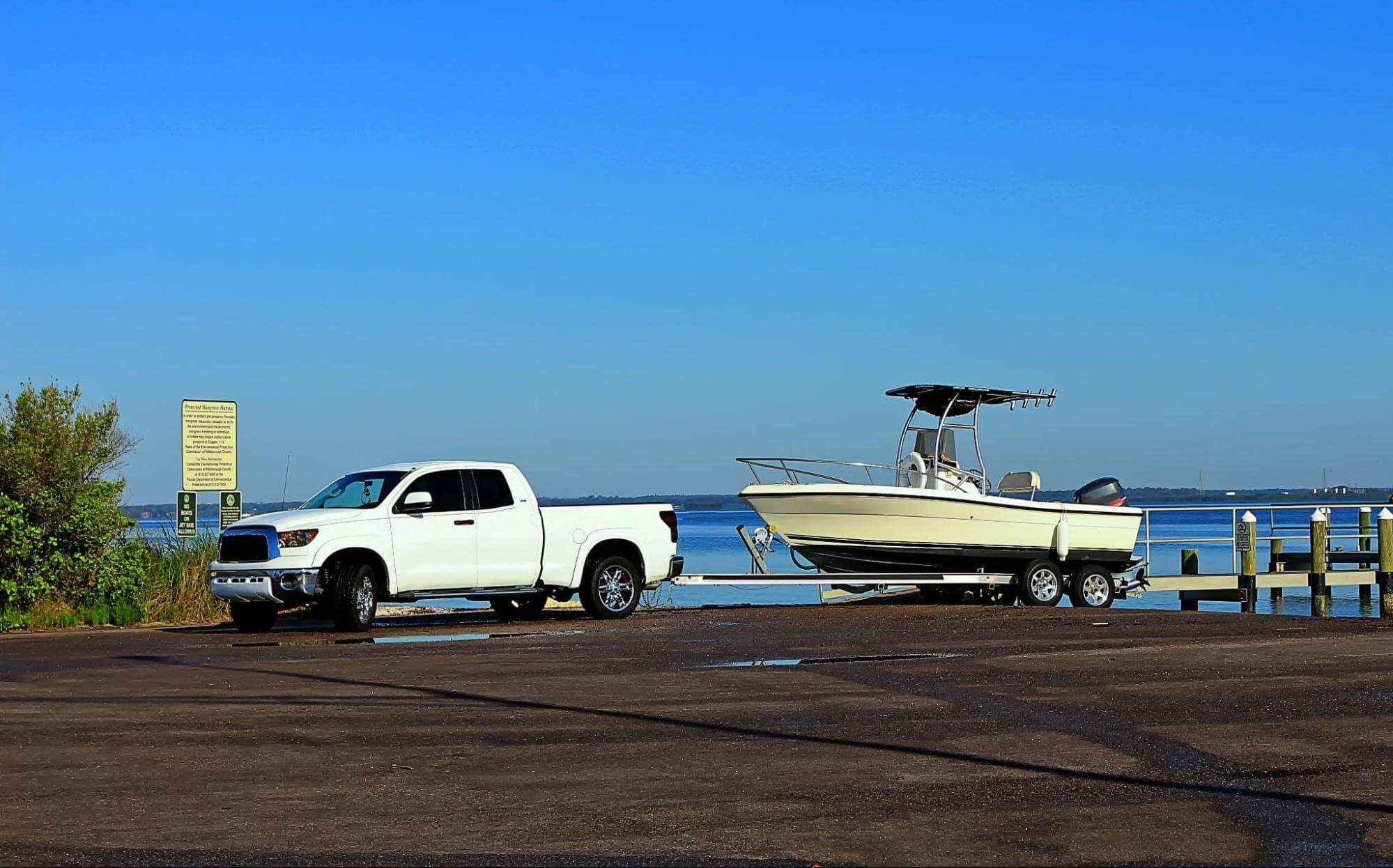 truck towing a boat