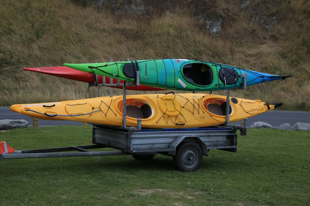 kayaks on a trailer